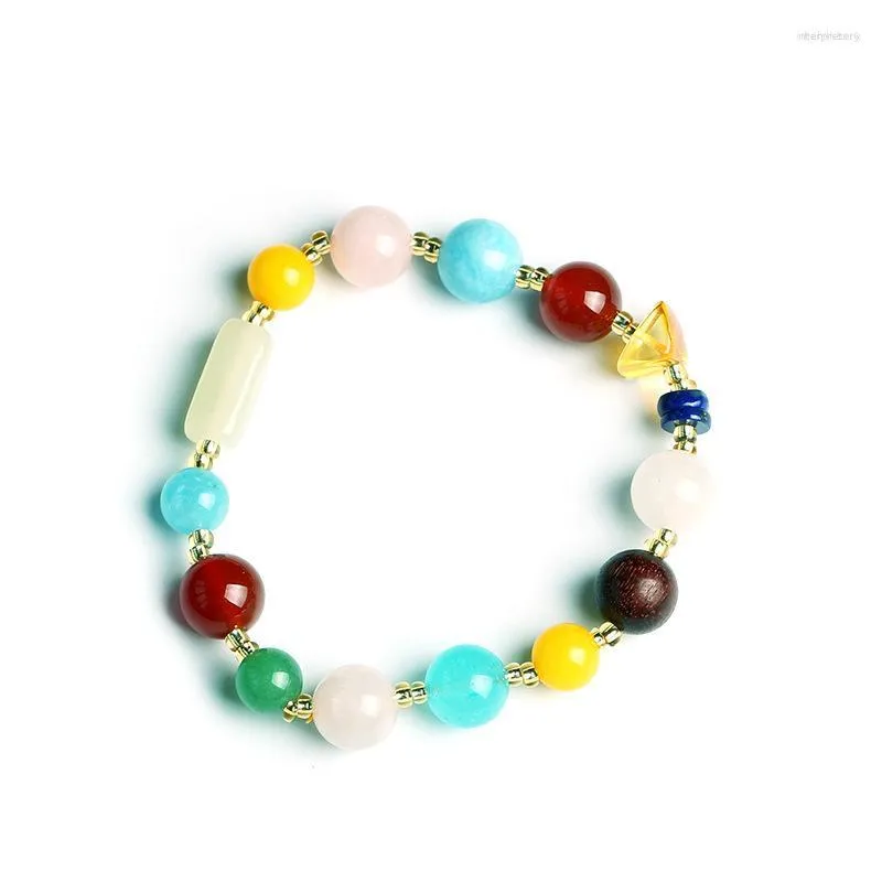 Strand Natural Agate Multi-Treasure Bracelet Femme Tianhe Stone Aigue-marine Cire d'abeille Lapis Lazuli Bijoux