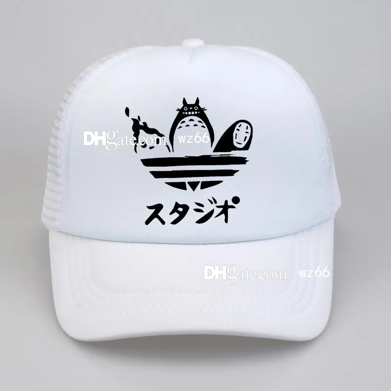 2023 Funny Ball Caps Design Harajuku Hat Cartoon Totoro Spirited Away Baseball No Face Faceless Man Snapback Hats Women Anime Mesh Trucker Cap