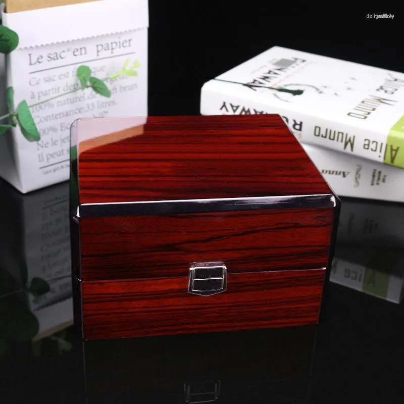 Cajas de reloj Estuches Caja al por mayor Embalaje de regalo Madera maciza Pintura de piano Madera Pu Cuero Almacenamiento de joyas Reloj personalizado