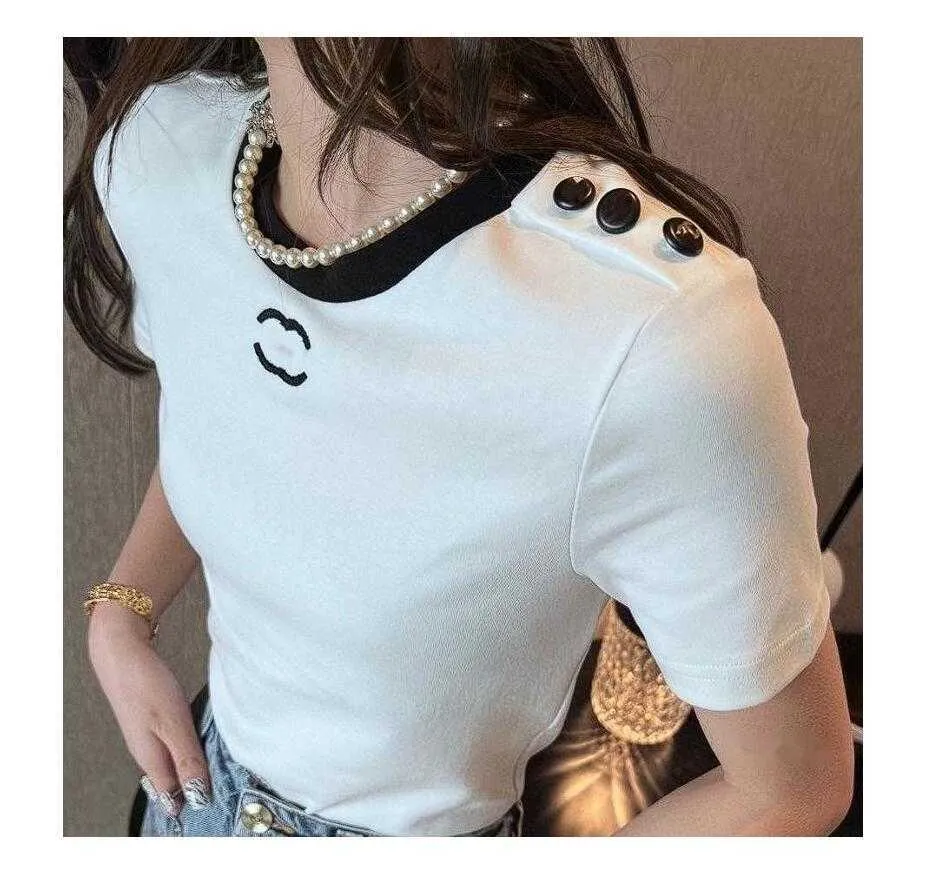 Shirt Womens Designer T For Women Shirts With Letter And Dot Fashion Tshirt With Embroidered Letters Summer Short Sleeved Tops Tee Woman kjhg