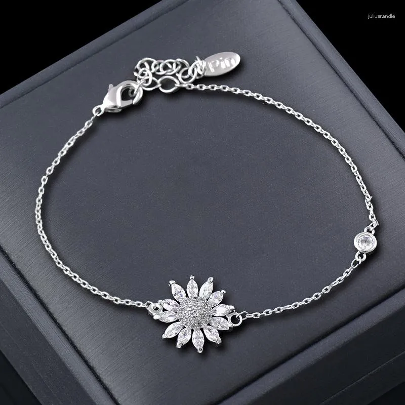 Link Bracelets SINLEERY Charm Crystal Key Heart Star Flowers For Women Silver Color Hand Chain Fashion Jewelry SSB