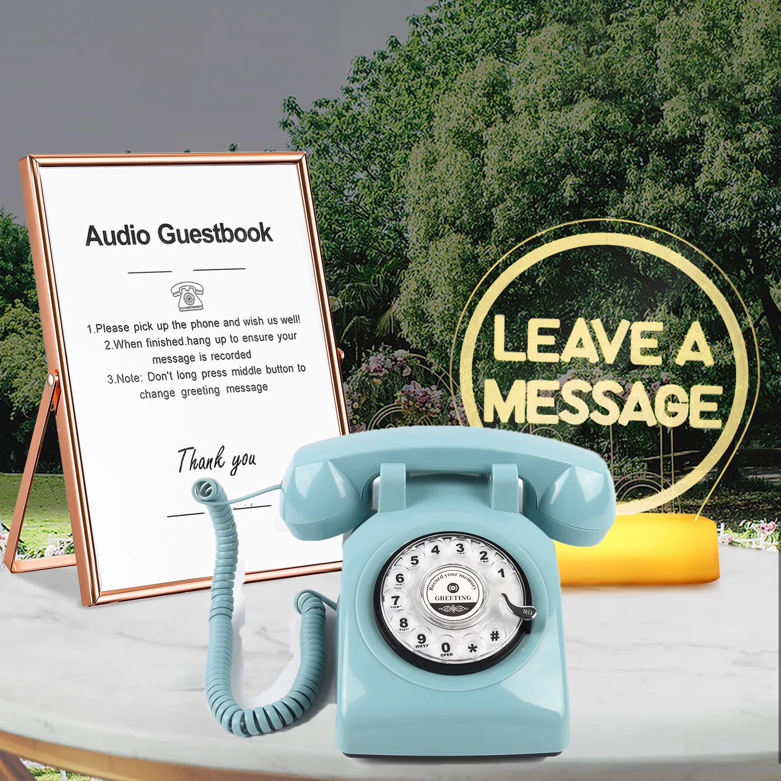 Livre D Or Audio Mariage Téléphone à Livre D'or Audio Rétro Avec Panneau LED Et Cadre D'image Pour Message Vocal Confessionnel Pour Préserver Vos Mariages, Anniversaires, Fêtes De Retraite (Rouge Livre D