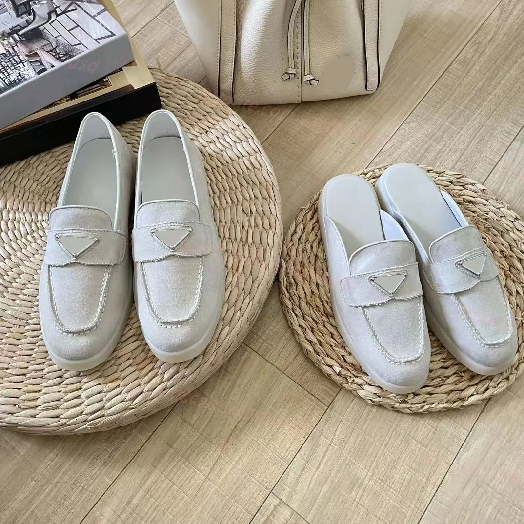 Luxe Designer Zomer Sandalen Lopen casual Schoenen Vrouwen Slippers canvas schoenen Mannen Suède Kalfshuid Muller schoenen Merk klassieke Walking Flats loafers