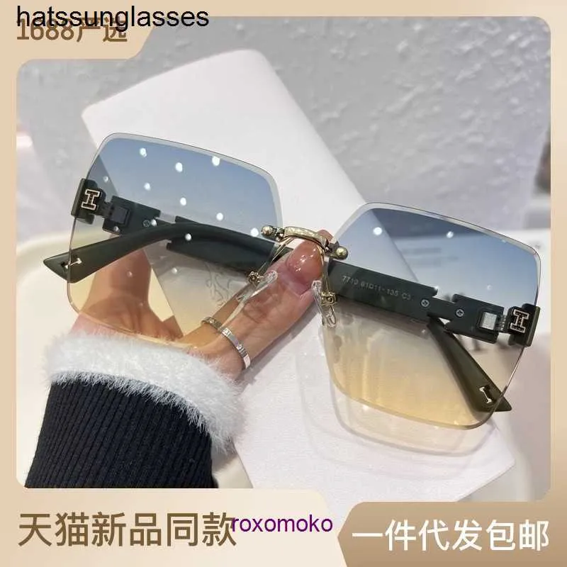 2023年春New Fashion H Family Frameless Sunglasses Men's and Women's Sunglasses Two for one 3u0k