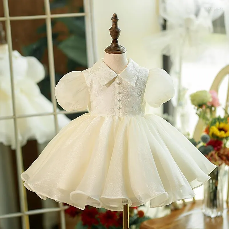 Robes de fille princesse robe d'anniversaire pour1 an bébé mariage fleur enfant haut de gamme robe de bal blanche enfants élégant défilé Pageant