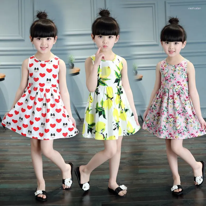 Mädchen Kleider Kinderkleidung Kleid 2023 Sommer Baumwolle Prinzessin Mehrfarbige Weste