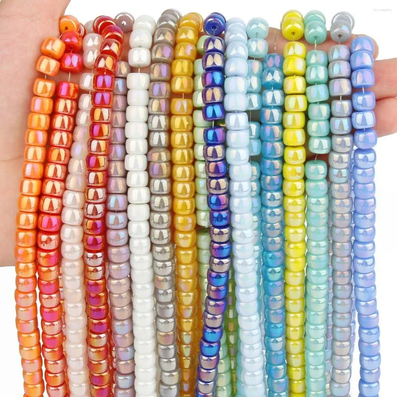 Beads AB Color Plated Glass Crystal White Red Cylinder Abacus Loose Rondelle For Jewelry Making DIY Handmade Bracelet8x6mm