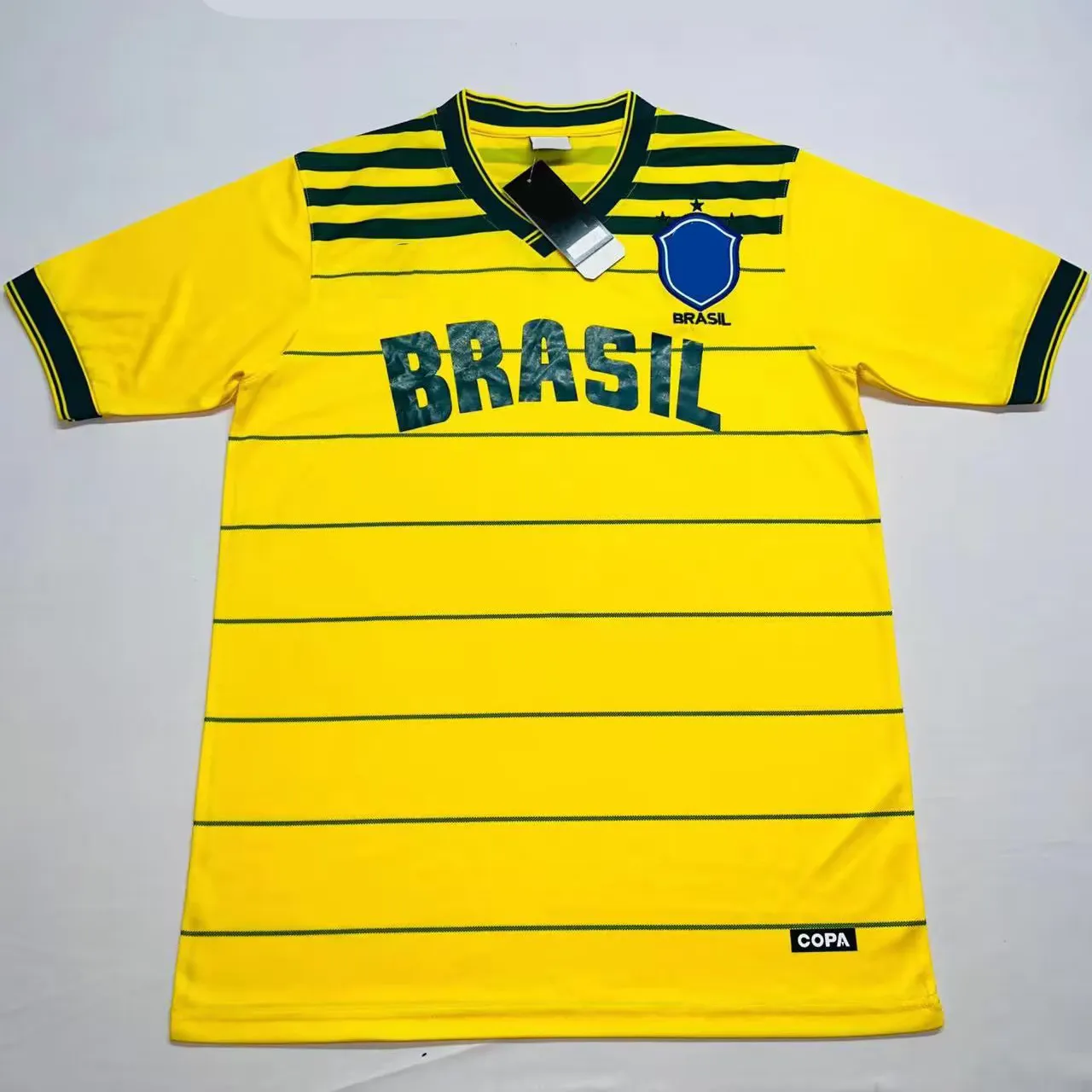  Camiseta Brasil de fútbol brasileño retro de Brasil, Amarillo,  S : Deportes y Actividades al Aire Libre