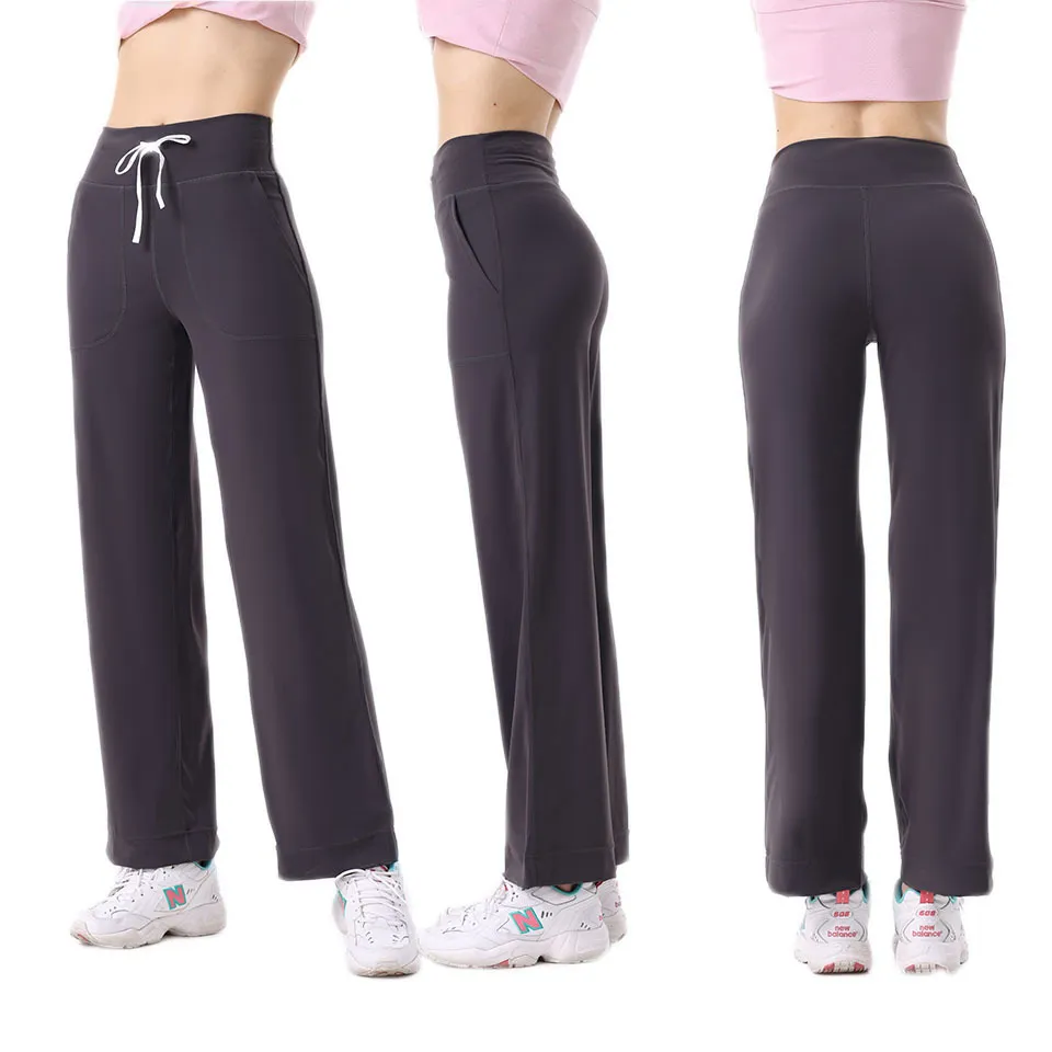 Loose Micro Flared Straight Leg Pants With Waistband And Hip