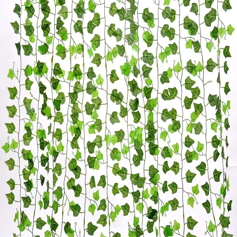 Dekorativa blommor 2,4 m blad Vine Artificial Hanging Plants Liana Silk Fake Ivy Leaves For Wall Green Garland Decoration Home Decor Party Party