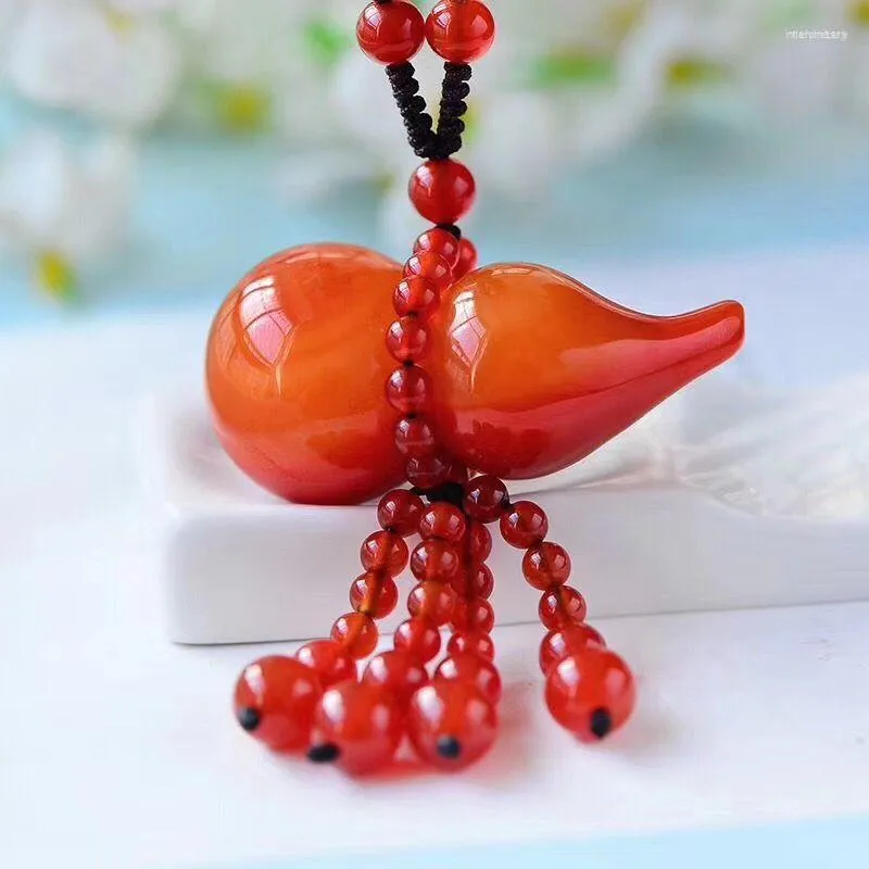 Pendant Necklaces JoursNeige Red Natural Crystal Necklace Hand Weaving Gourd Beautiful Lucky For Women Sweater Chain Jewelry