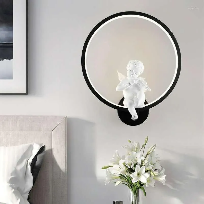 Wandlampen Kreative Engel Lampe LED 18W Fixture Tricolor Dimmen Warme Metall Atmosphäre Licht Raum Innenbeleuchtung Miroir Mural