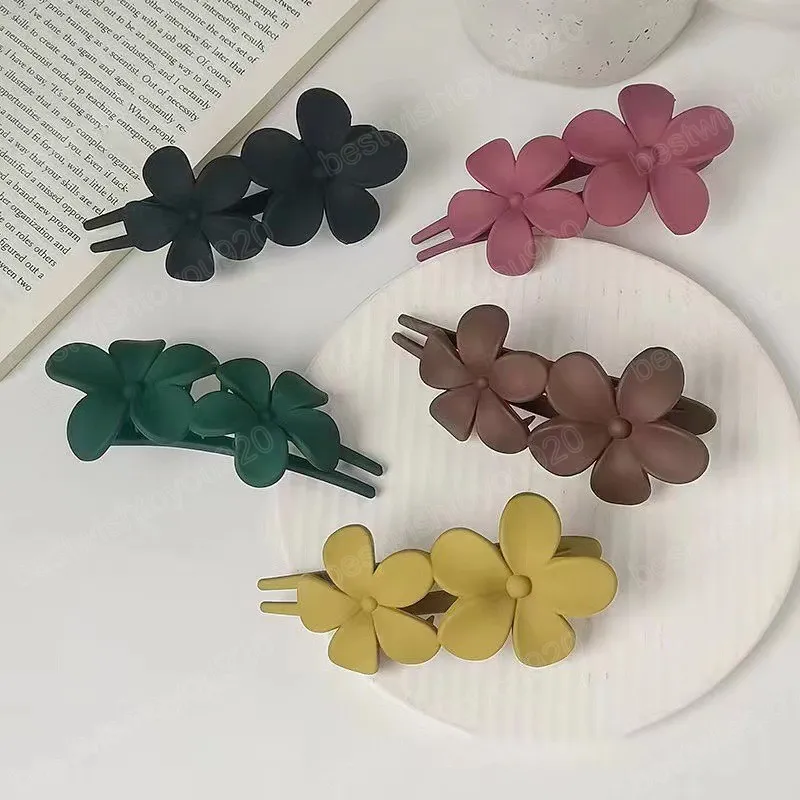 Fashion Butterfly Flower Plastic Hair Clip for Women Girl Crystal Rhinestones Duckbill Clip Solid Color Hairpin Hair Accessories