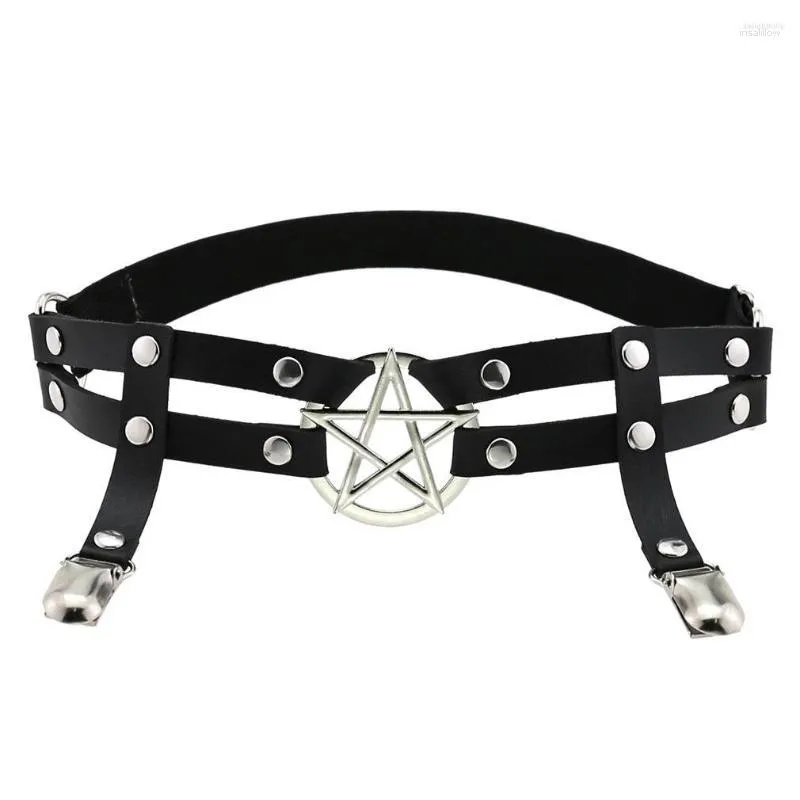 Bracelets de cheville jambe sangle jarretière pentagramme cuisse harnais femmes filles Goth Cosplay accessoires Harajuku Egirl bijoux