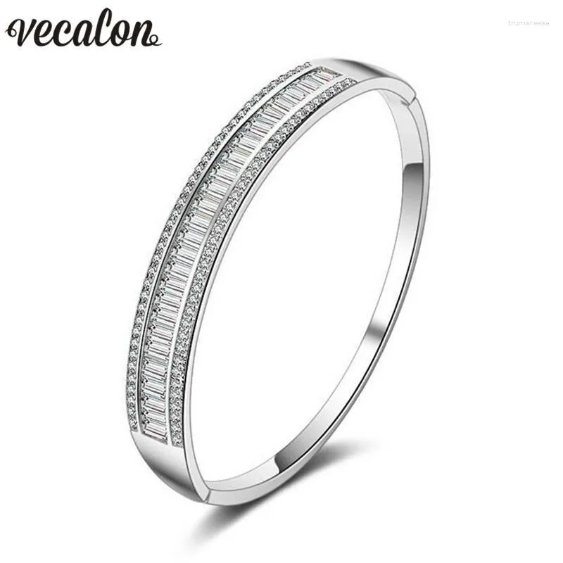 Bangle Vecalon Romantic Princess Cut 5A Cubic Zirconia Baguette Armband Wedding White Gold Filled Womens Accessaries Jewelry Raym22