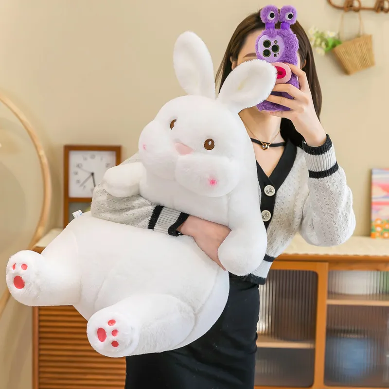 60/80/100 cm Grand Lapin Blanc En Peluche Oreiller Jouets Kawaii Lapin Grande Taille Animal En Peluche Doux Poupée Oreiller Enfants Anniversaire Cadeau De Noël pour Petite Amie 2148