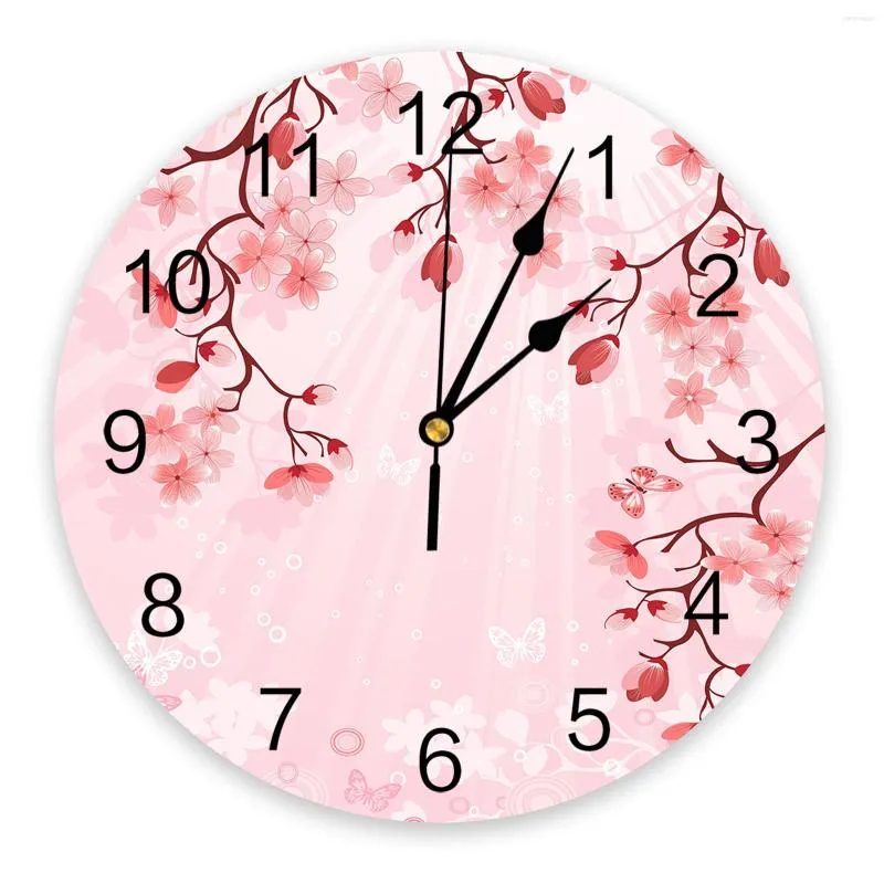 壁時計蝶の花の枝ペタルピンク時計モダンなデザインリビングルーム装飾キッチンサイレントホーム装飾
