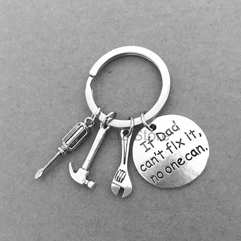 Father Day Gift Love You Daddy Key Chain Metal Hammer Screwdriver Wrench Charms Pendants Keychain Portable Keychains Th0740