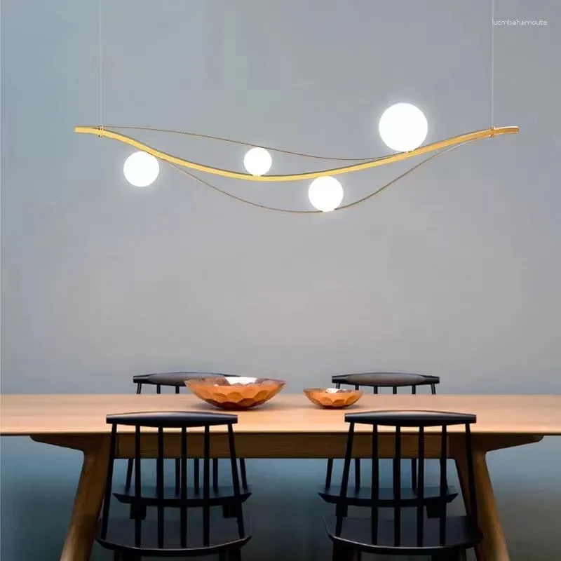 Lustres nordique éclairage intérieur cuisine bureau bar restaurant lustre moderne minimaliste boule de verre abat-jour luminaires dorés