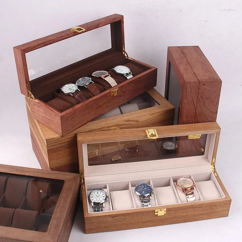 Horlogedozen Luxe Houten Doos Organizer 12 Slots Display Mannen Vintage Opbergdoos Hout Cadeau