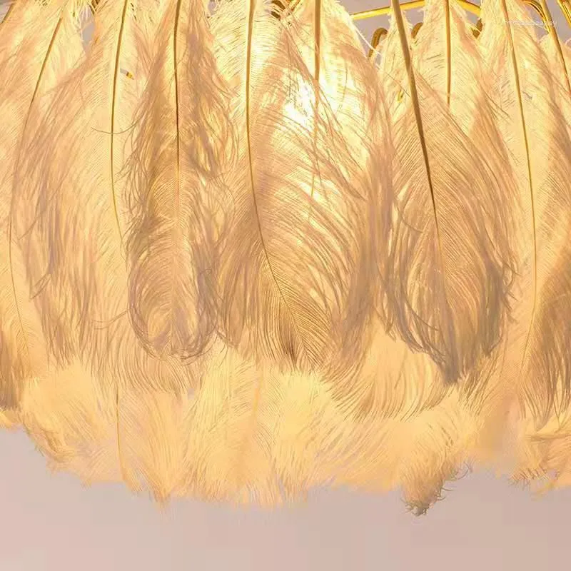 Chandeliers Fashionable Feather Lamp Selling Nordic Style Ostrich Chandelier For Study Living Room And Bedroom Decoration