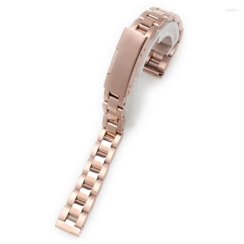 Watch Bands High Quality Watchband Stainless Steel Strap 10 12 14 16 18mm Band Black Rose Gold Silver Metal Belt Wrist Watches Bracelet Deli