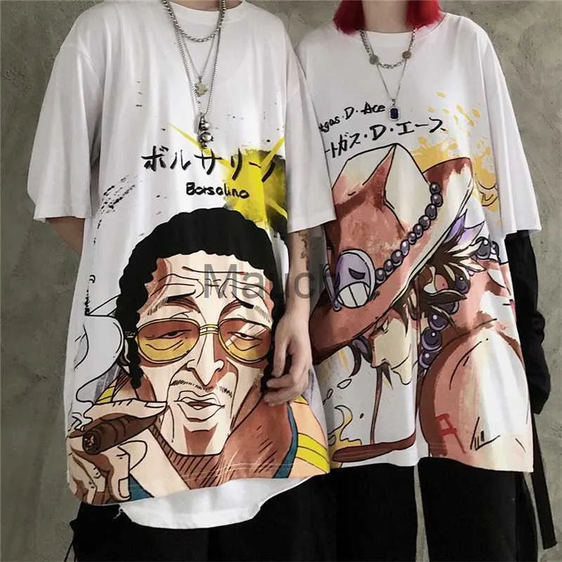 メンズTシャツサマーヒップホップエースTシャツ男性ルフィT​​シャツクールな短袖アニメルースTシャツTシャツ特大のハラジュク面白いTシャツメンJ230625