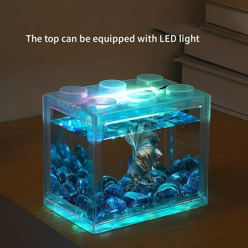 Creative Stackable Aquarium Mini Betta Fish Aquarium Tank With LED Light  And Fighting Fish Aquarium Bowl Home Decor Cylinder 230625 From Dao09,  $8.56