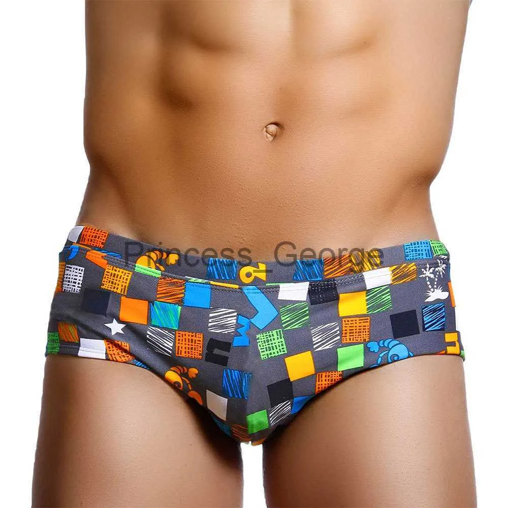 Maillots de bain pour hommes Sexy Summer Men Maillots de bain Maillots de bain Square Graffiti Surf Swim Boxer Briefs Bikini Shorts Beach Trunks Boardshorts Coupe brésilienne x0625