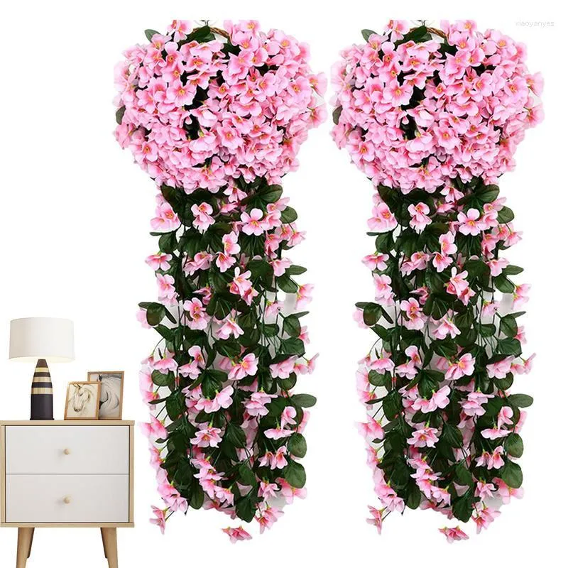 Decorative Flowers Artificial Faux Violets Vine Aesthetic Greenery For Wall Door Garden Fence Balcony Wedding