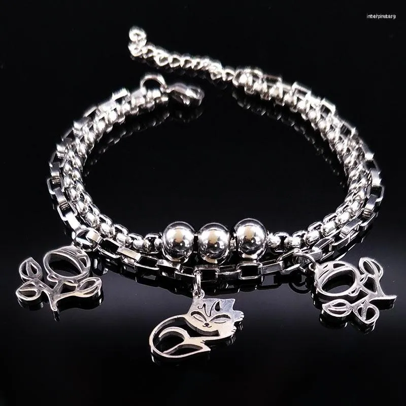 Связанные браслеты Умный браслет с двойной нержавеющей сталью для женщин цветочный цветочный цвет Bangles Jewelry Acero нексидимый B9002S02