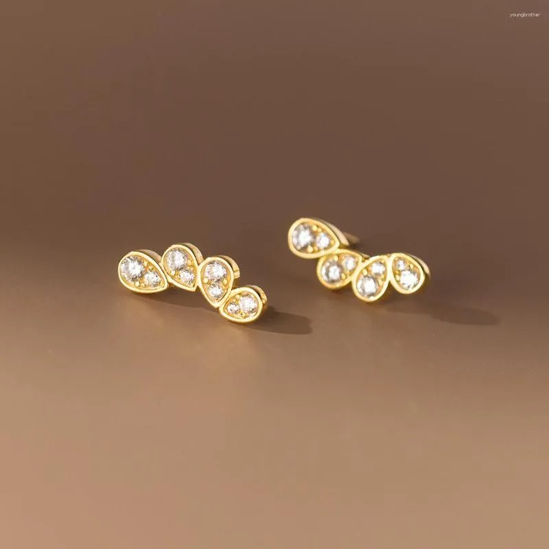 Brincos de tachas de prata esterlina 925 genuínas em forma de gota de zircônia delicadas, joias em gota d'água para mulheres e meninas