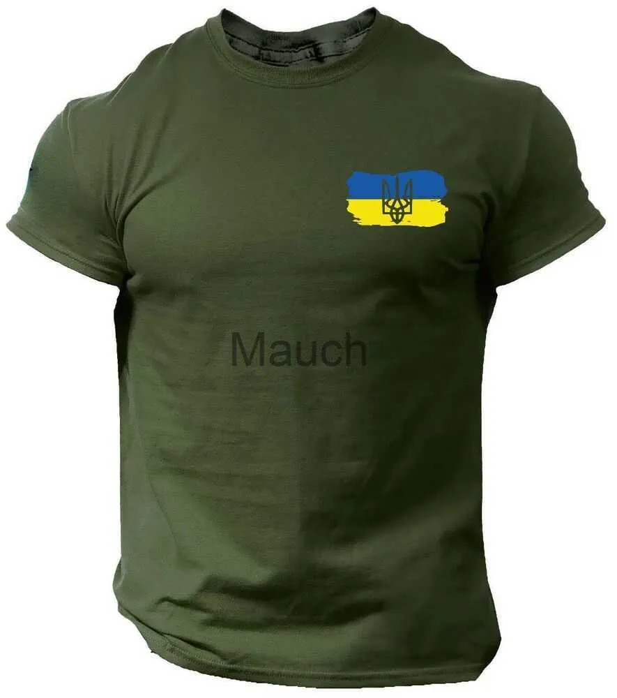 Heren T-shirts Oekraïne Drietand Vlag Wapenschild Militaire Mannen TShirt Korte Mouw Casual Katoen EEN Zomer T Shirts J230625