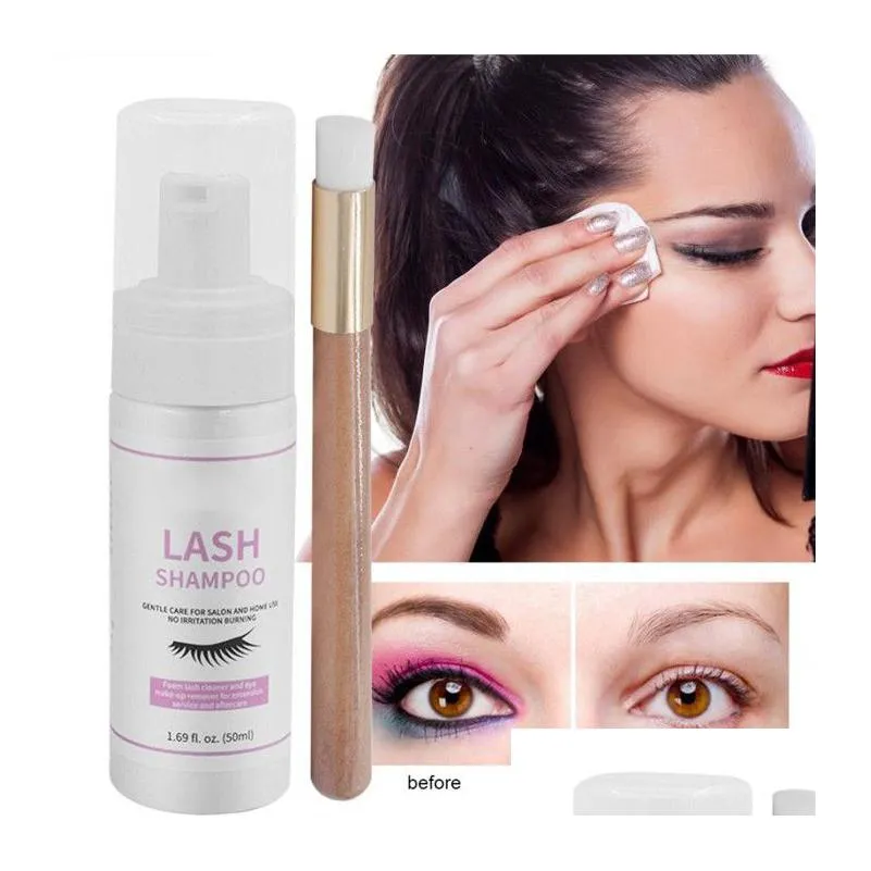 Makeup Remover Melao 50Ml Lash Shampoo Foam Cleaner Individual Eyelash Extension Cleanser Professional Eyelashes Foaming Mild With D Dhiub