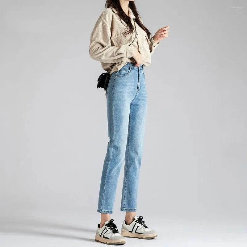 Jeans pour femmes mode Streetwear jambe droite femmes taille haute ample Baggy Denim décontracté solide bouton poches pantalon pantalon