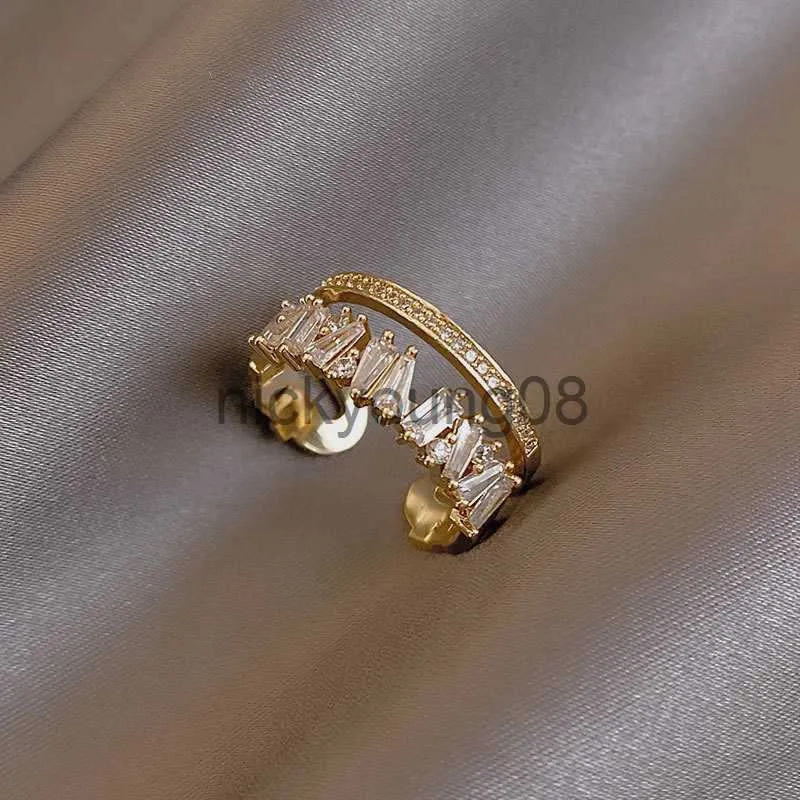 Бэнда звонит Lats Luxury циркон двойные студенческие открытые кольца для женщины 2021 Модные готические украшения для свадебной вечеринки Сексуальное кольцо X0625
