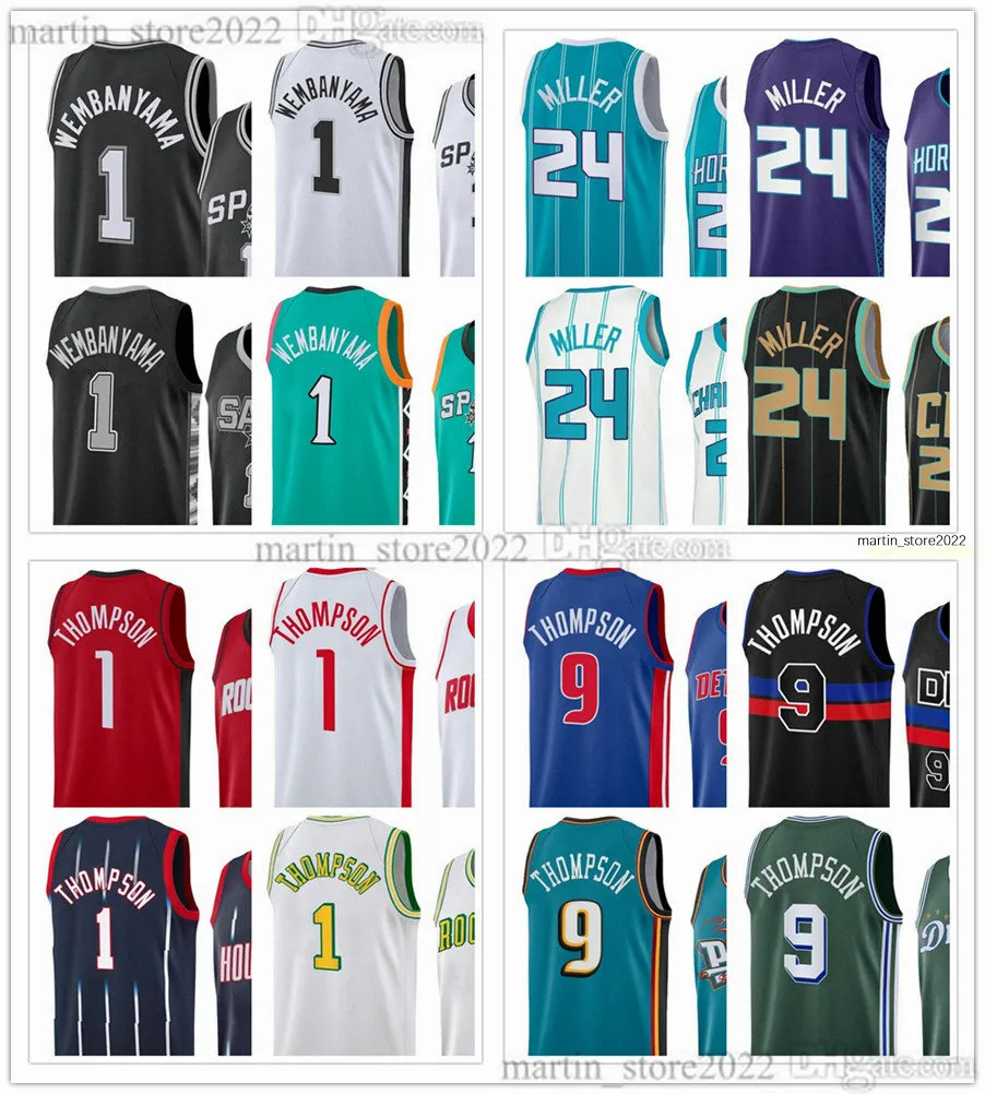 2023 Draft Pick Basketball Jerseys 1 Victor Wembanyama 24 Brandon Miller 1 Amen Thompson 9 Ausar Thompson Hommes Femmes Jeunesse