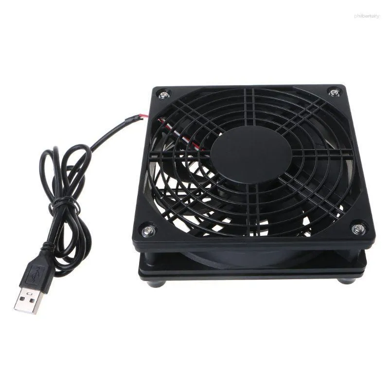 Computer Coolings Router wentylator rozpraszanie ciepła stenty PC chłodnica telewizora pudełko bezprzewodowe chłodzenie cisza DC 5V USB Power 120 mm z siecią ochronną