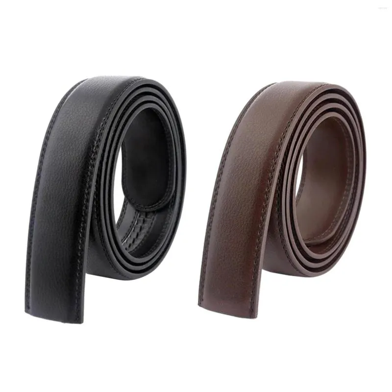 Belts Vintage Men's Belt Without Buckle PU Leather For Automatic Waist Strap Long Black Brown Jeans Cowskin Casual Waistband