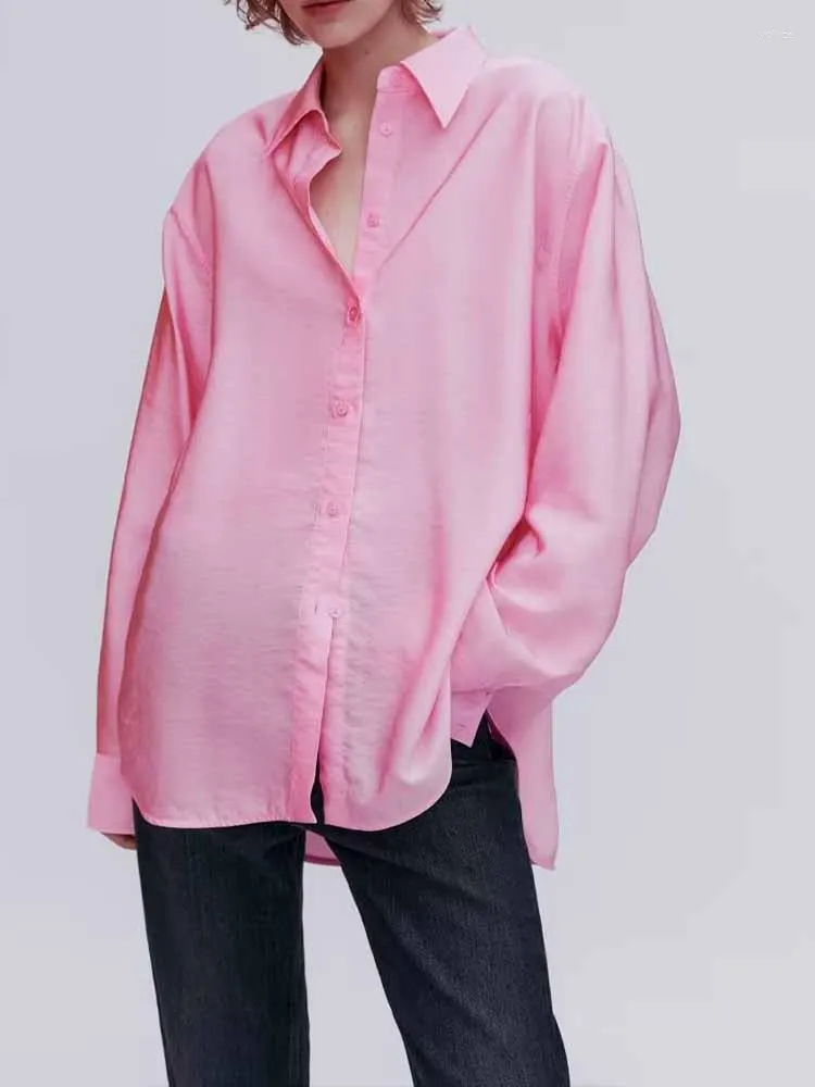 Blusas de mujer 2023 moda costura trasera decoración sólido suelto manga larga Vintage abotonado camisas femeninas Chic Tops