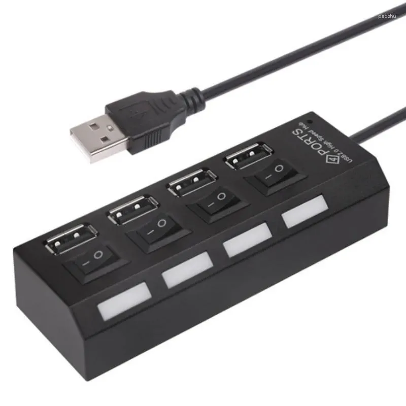 Port USB Hub 2.0 Flera expander med ON/OFF -omkopplare Multi Splitter Använd Power Adapter Computer Accessorie