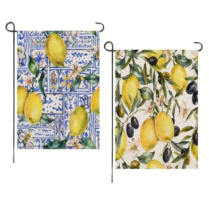 2pcs, Lemons Garden Flag Welcome Flag 12x18 Inch Double Sided For Outside Yard Flag