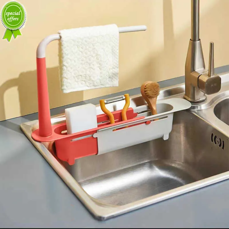 Gadget da cucina Lavelli Organizzatore Portaspugna per sapone Scaffale per lavello telescopico Lavello da cucina Scolapiatti Cesto portaoggetti Accessori Strumento