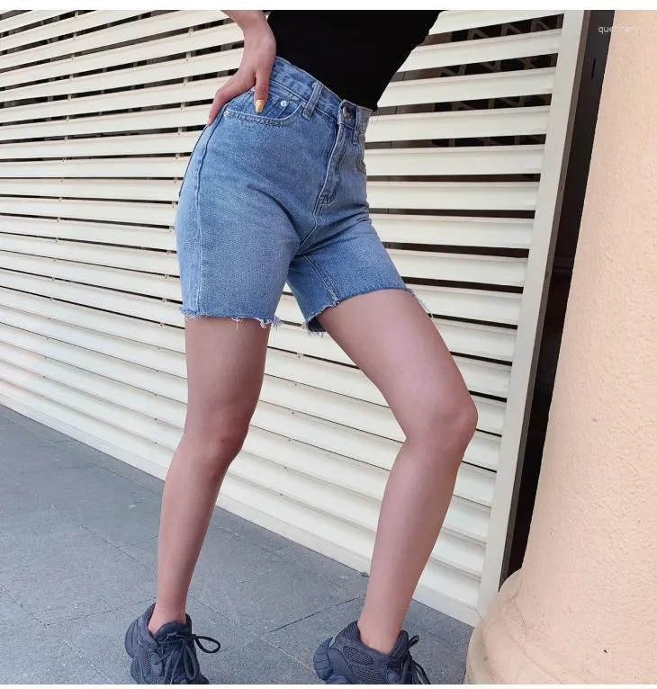 Frauen Jeans Hohe Taille Dünne Denim Shorts Bermuda Große Frau Mode Quaste Enge Fünf-punkt Gewaschen Sexy Weibliche Sommer