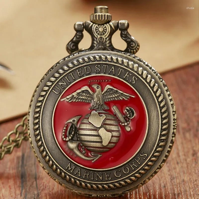 Pocket Watches United States Navy Charge Warrior Watch Necklace Chain Quartz Clock Men Women Gifts