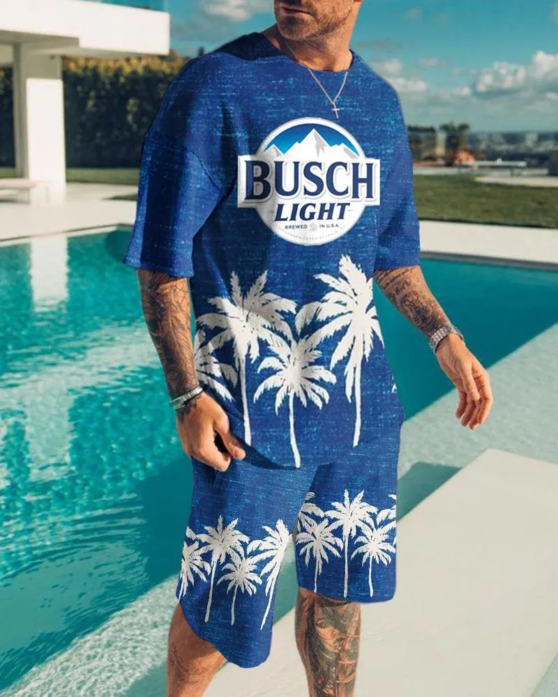 Men's Tracksuits 2023 Summer Fashion TShirt Set Casual Short Sleeves Holiday Style TShirtShorts Pants Suits Male Clothes 230625