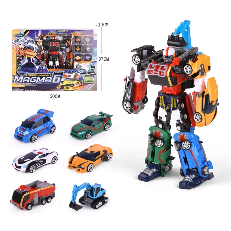 Jouets de transformation Robots 6 IN 1 Enhanced Edition Tobot Transformation Robot Toys Corée Cartoon Brothers Anime Tobot Deformation Car Engineering Toys 230621