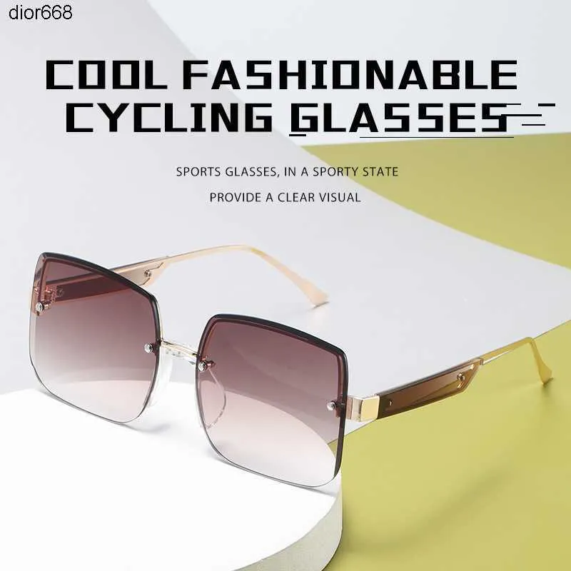 2023 Novas marcas de óculos de sol masculinos Óculos de sol de grife sem armação para mulheres Moda Versátil Óculos de sol estilo vivo