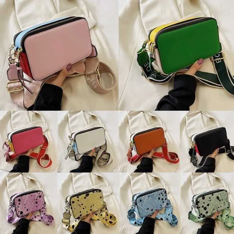 Новый продукт M-MARC Designer Snapshot Sags Mags M Кожаные дизайнерские сумки женщины роскошные широкие ремешки сумки для поперечного кузова мода J Camera Bag Pink Swork 230314