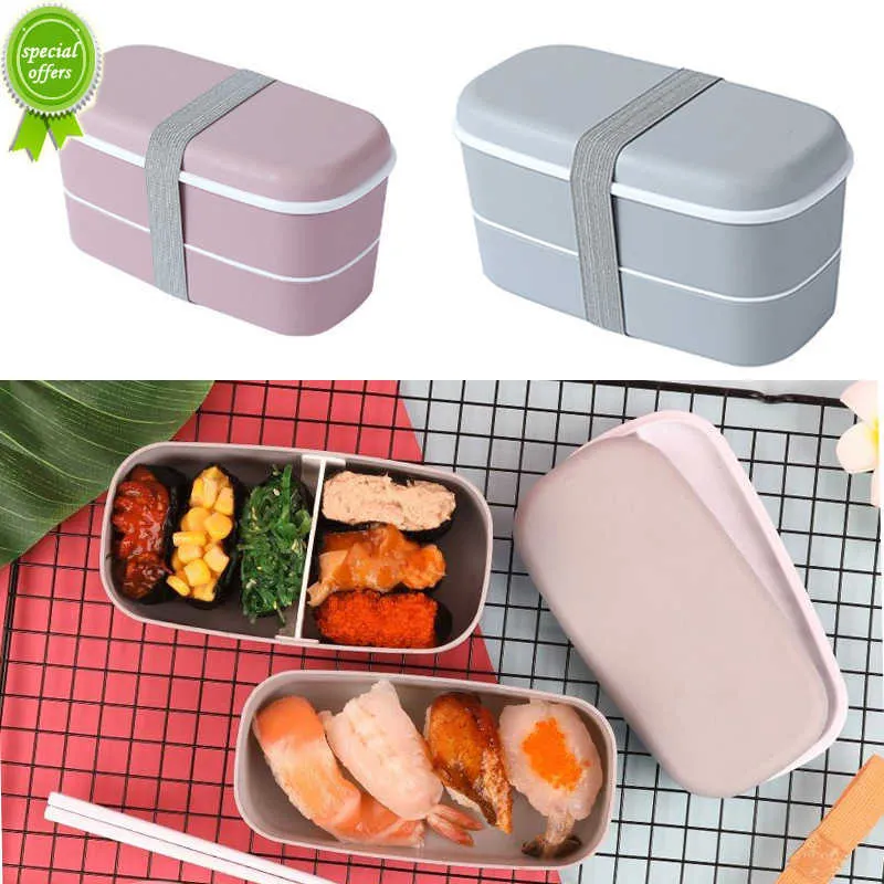 Scatola da pranzo portatile giapponese Scatola da pranzo per bambini a doppio strato Scatola per alimenti per frutta Scatola per alimenti semplice in plastica Bento Box